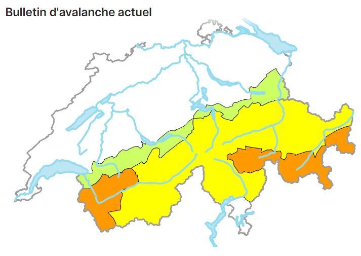 Le danger d'avalanche pour samedi. [Institut pour l'étude de la neige et des avalanches]