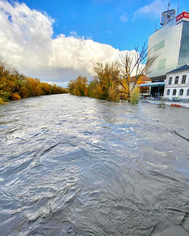 L'Arve en crue à Genève. [RTS - Mohamed Musadak]