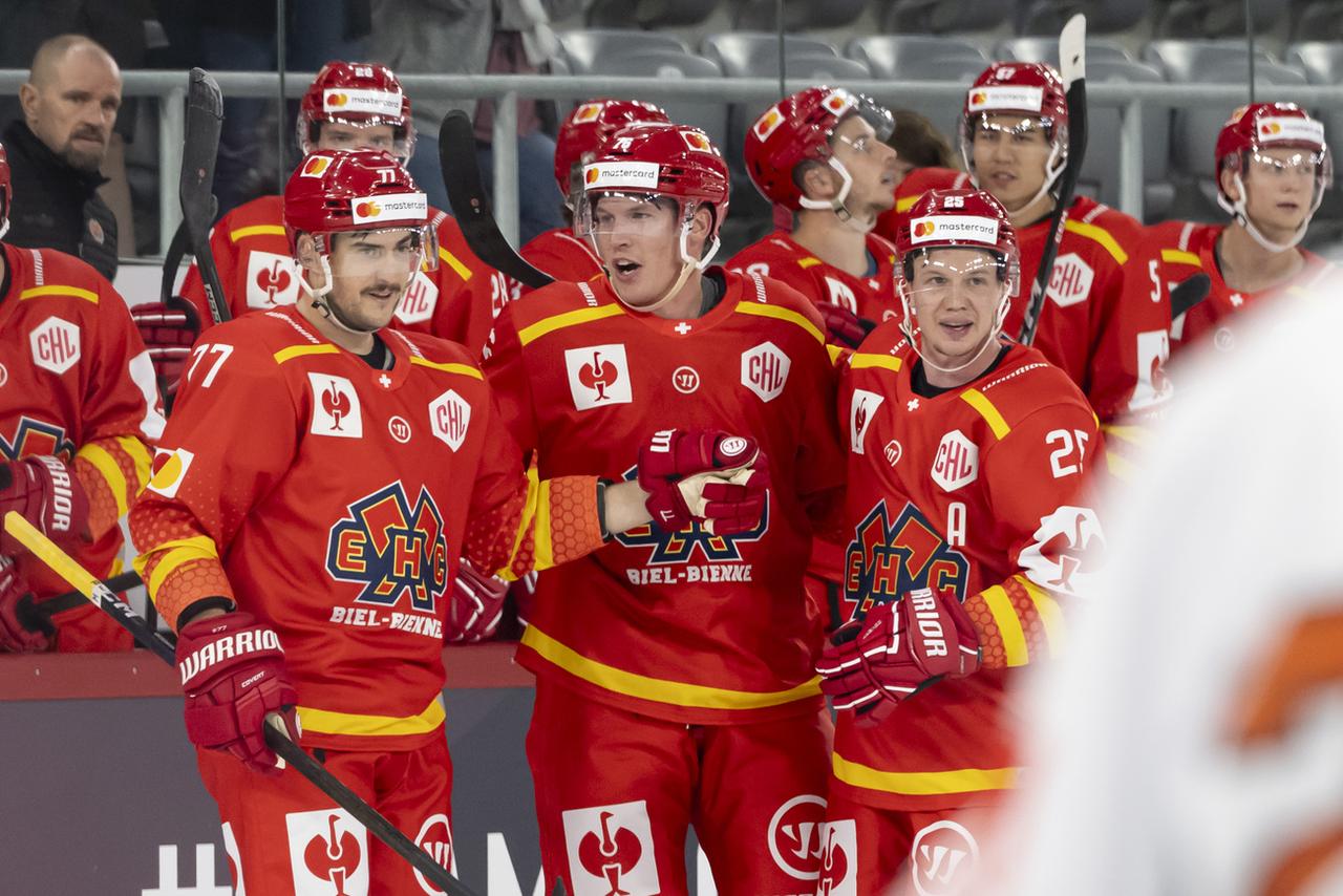 Bienne a fêté sa 2e victoire de la saison en Ligue des champions. [KEYSTONE - Anthony Anex]