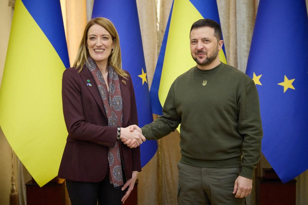 La présidente du Parlement européen Roberta Metsola a rencontré le président Volodymyr Zelensky. [AFP - Ukrainian presidential press service]