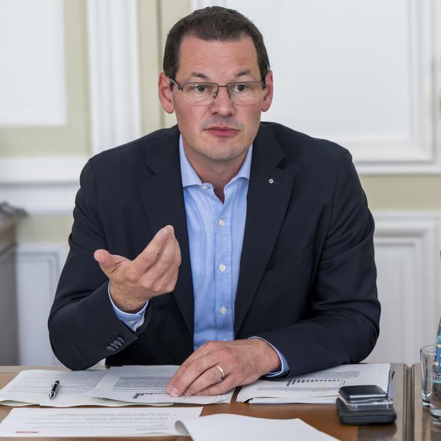 Le conseiller d'Etat genevois Pierre Maudet, photographié ici le 4 octobre 2023 à Genève. [Keystone - Martial Trezzini]