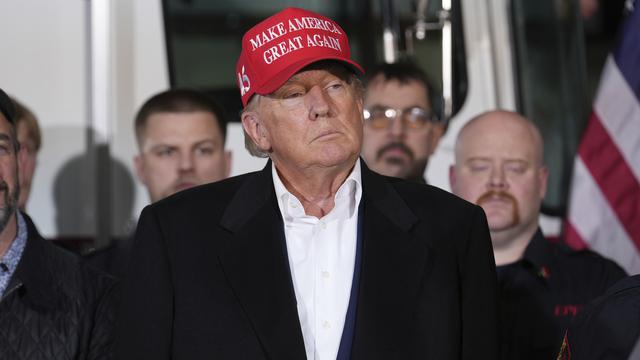 L'ancien président américain Donald Trump à East Palestine (Ohio), 22.02.2023. [AP/Keystone - Matt Freed]