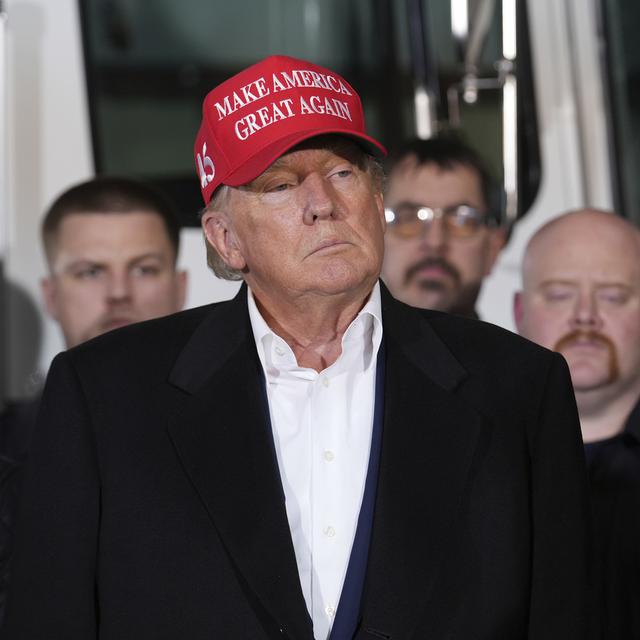 L'ancien président américain Donald Trump à East Palestine (Ohio), 22.02.2023. [AP/Keystone - Matt Freed]