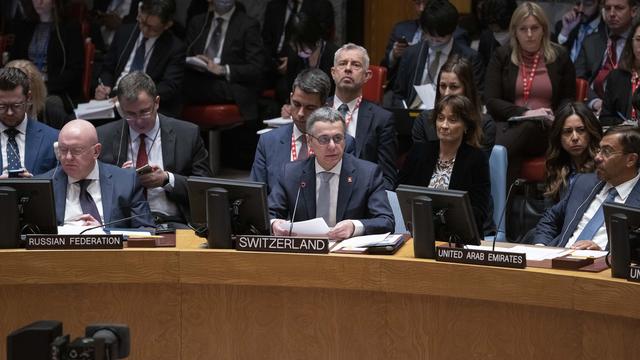 Ignazio Cassis s'en prend à la Russie lors de sa première au Conseil de sécurité de l'ONU. [KEYSTONE - JOHN MINCHILLO]