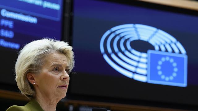 La présidente de la Commission européenne, Ursula von der Leyen, s'adresse au Parlement européen à Bruxelles, en Belgique, le 8 novembre 2023. [reuters - Yves Herman]