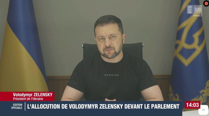 Volodymyr Zelensky s'adresse aux Chambres fédérales. [RTS]