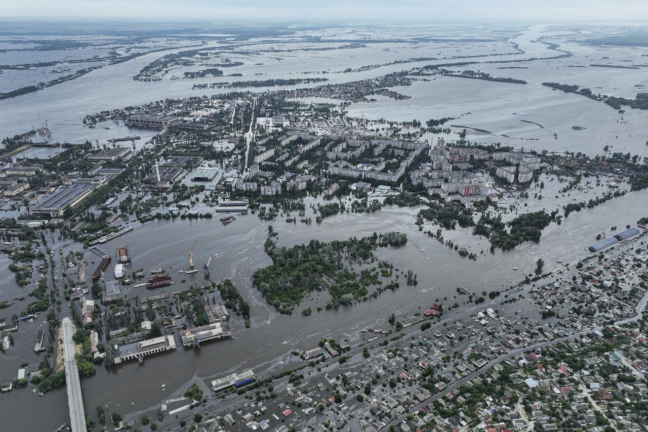 Une vue aérienne de Kherson. [Keystone - AP Photo]