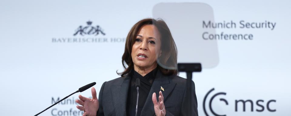 Kamala Harris lors de la Conférence pour la sécurité à Munich. [Keystone - EPA/Johannes Simon]