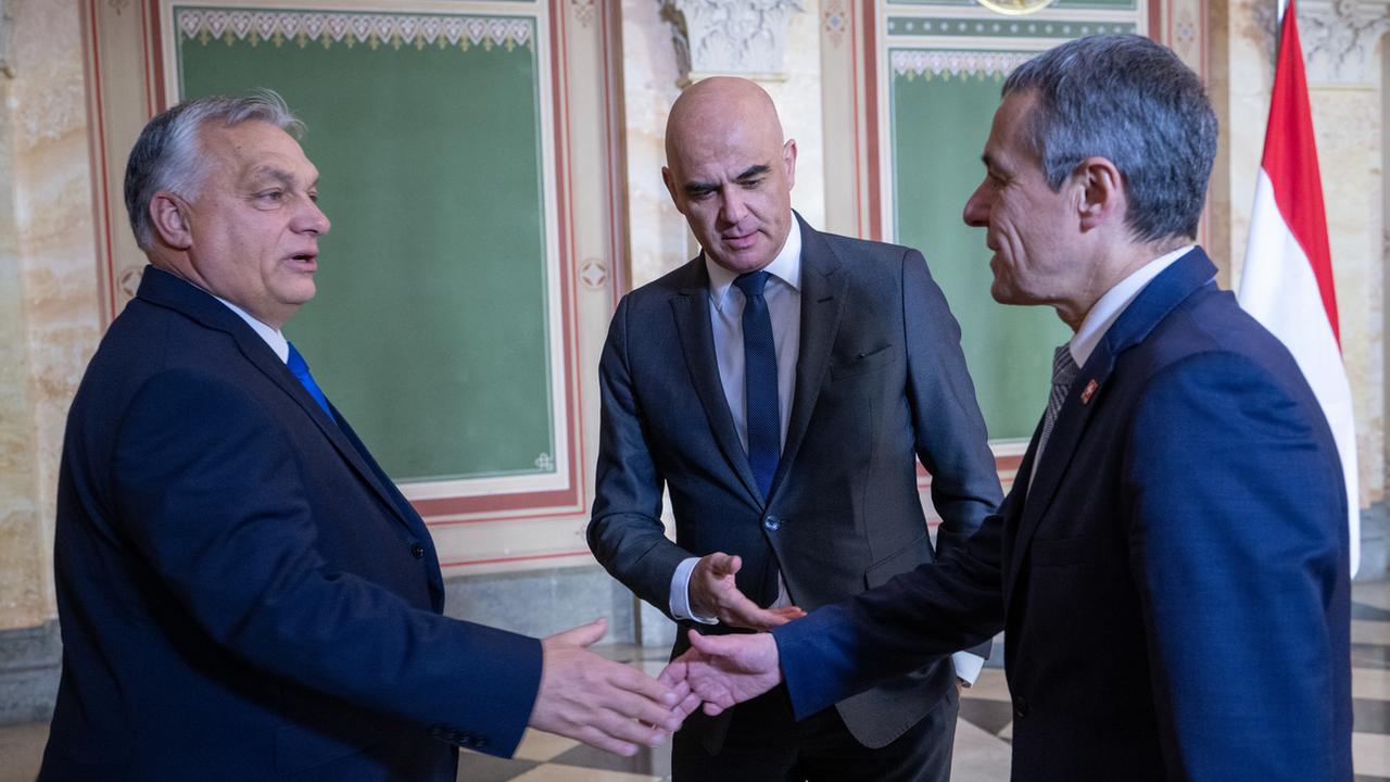 Le Premier ministre hongrois Viktor Orban reçu à Berne pour une visite de courtoisie. [KEYSTONE - MARCEL BIERI]