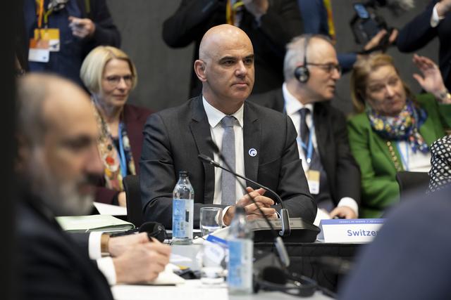 Alain Berset au sommet de Reykjavik, le 16 mars 2023. [Keystone - Anthony Anex]