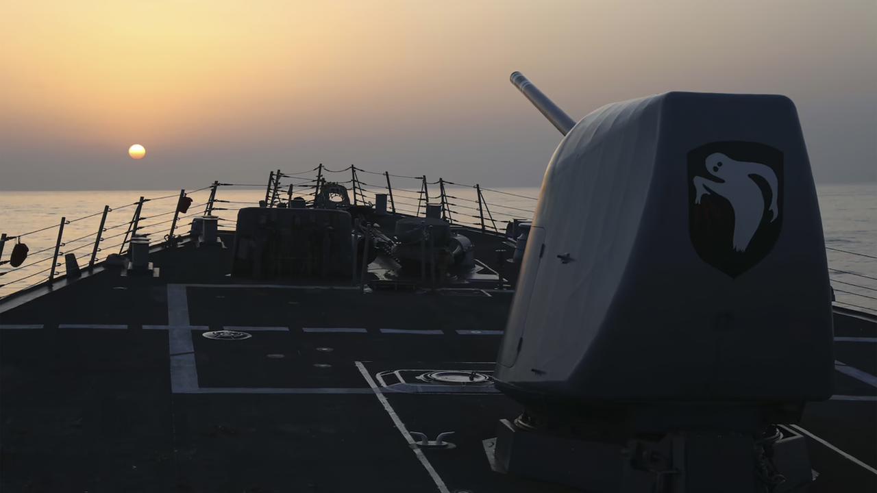 Un destroyer américain dans le détroit de Taïwan. [Keystone - U.S. Navy via AP]