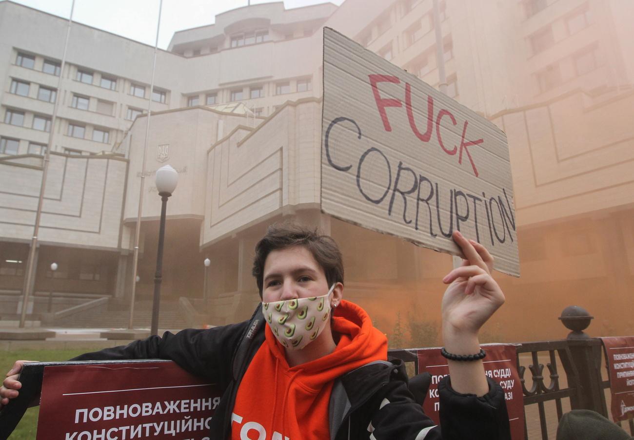 Une manifestation anticorruption à Kiev. [Keystone - EPA/Stepan Franko]