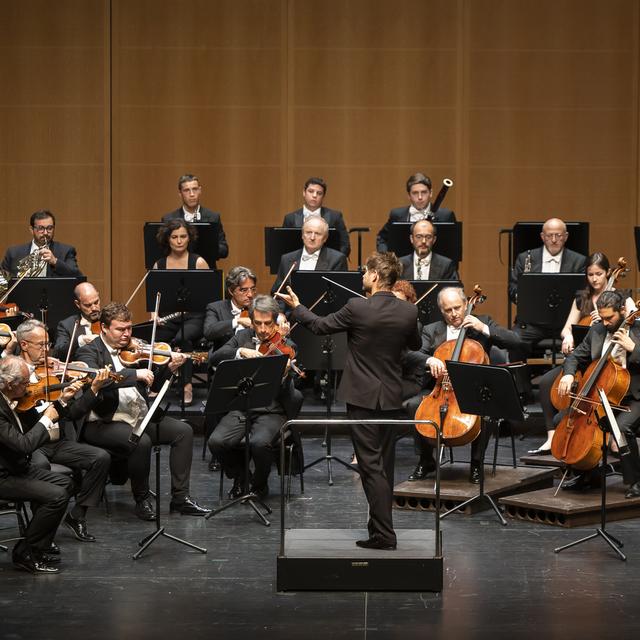 Orchestra della Svizzera Italiana ua LAC. [Keystone - EDA/Michael Buholzer]