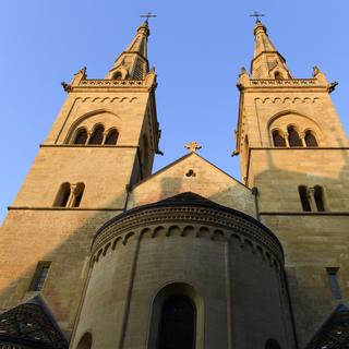 Une vue de la collégiale de Neuchâtel le 25 septembre 2017. [Keystone - Laurent Gillieron]