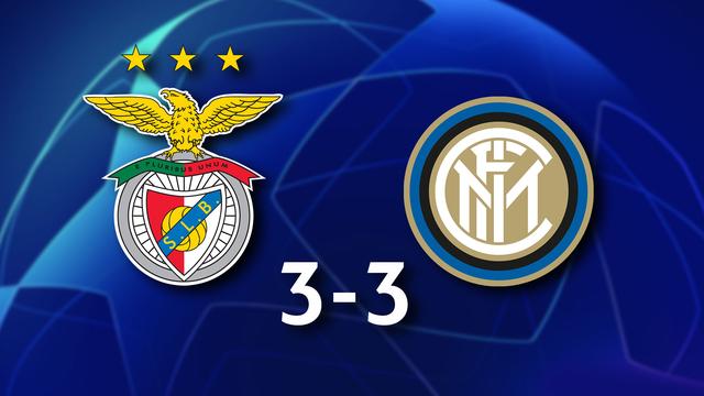 5e journée, Benfica - Inter milan (3-3) : L'Inter revient de loin à Lisbonne et arrache le nul lors d'un match spectaculaire