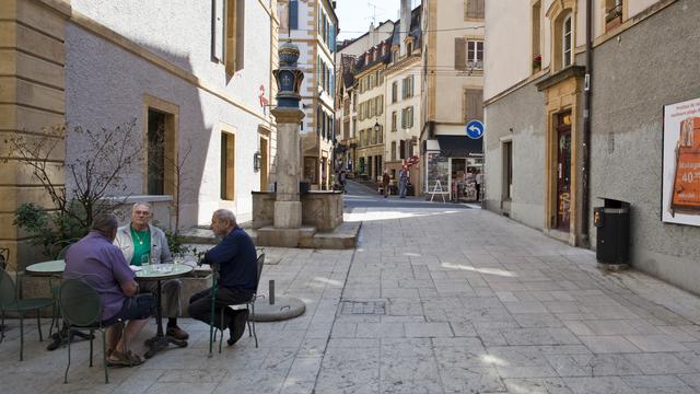 Une rue de Neuchâtel. [Keystone - Gaetan Bally]