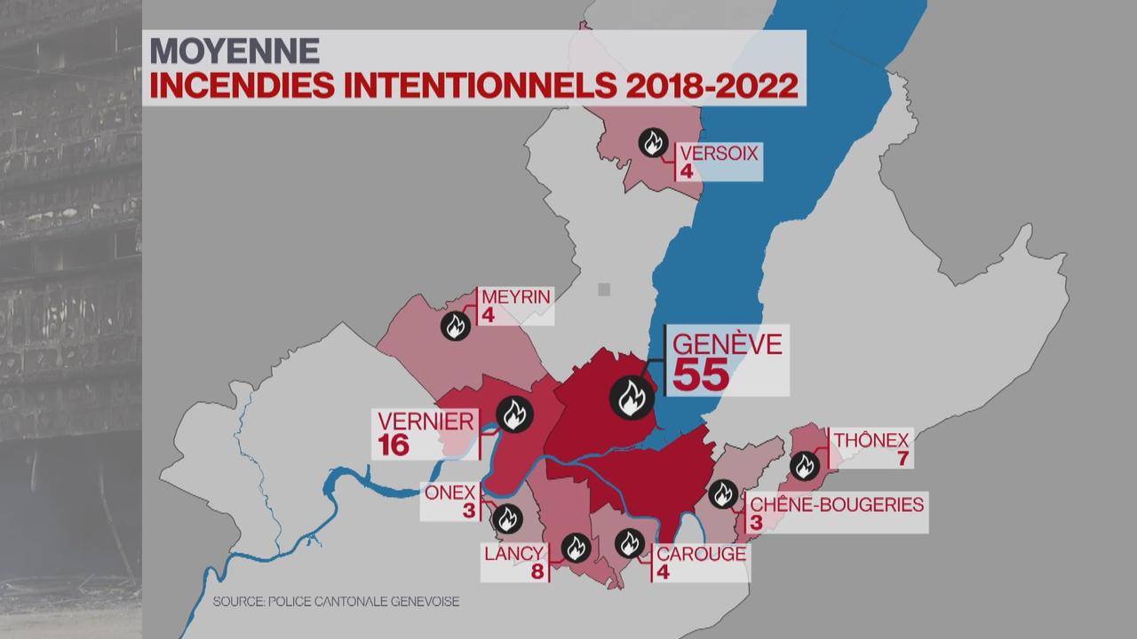 La commune de Vernier n'est pas la seule à être touchée par les incendies criminels. [RTS]