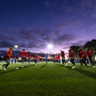 Les joueuses de l'équipe de Suisse de foot lors d'un entraînement à Hamilton en Nouvelle-Zélande. [Keystone - Michael Buholzer]