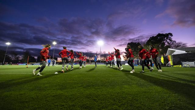 Les joueuses de l'équipe de Suisse de foot lors d'un entraînement à Hamilton en Nouvelle-Zélande. [Keystone - Michael Buholzer]