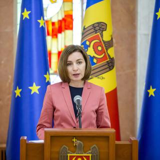Maia Sandu, présidente du gouvernement de la Moldavie. [keystone/EPA - Dumitru Doru]