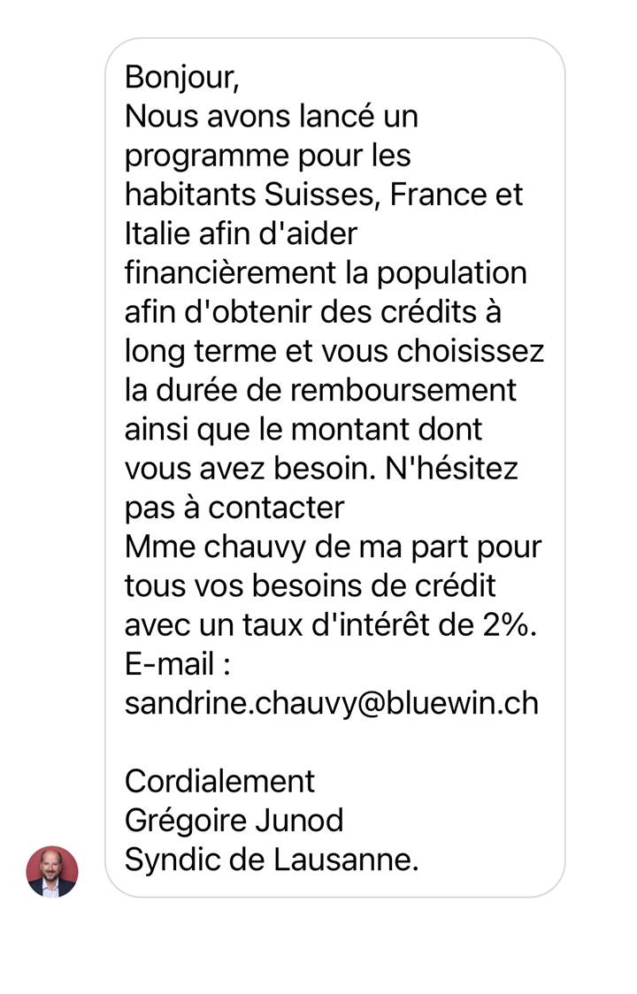 Le message envoyé par le faux compte Instagram du syndic de Lausanne. [DR]