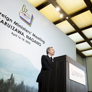 Le secrétaire d'Etat américain Anthony Blinken lors de  la réunion du G7 au Japon, le 18 avril 2023. [AP/Keystone - Andrew Harnik]
