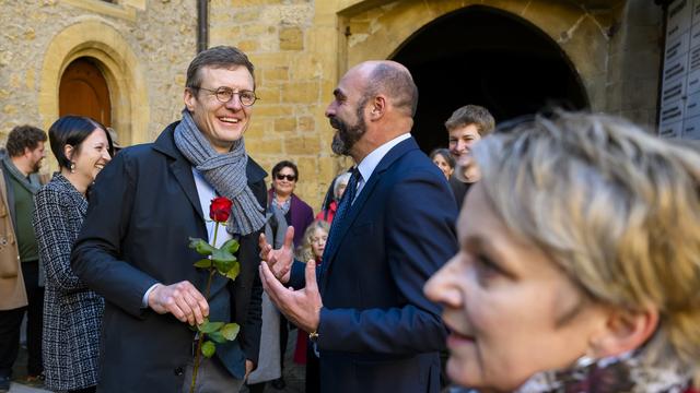 Frédéric Mairy élu à une très large majorité au Conseil d'Etat neuchâtelois. [KEYSTONE - JEAN-CHRISTOPHE BOTT]