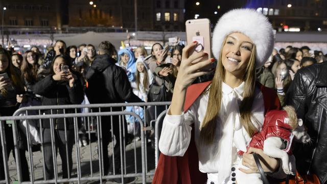 Nabilla Benattia-Vergara lors d'un déplacement à Lausanne en décembre 2015. [Keystone - Laurent Gillieron]