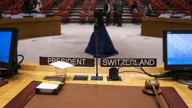 La place de la Suisse au Conseil de sécurité de l'ONU, à New York. [Keystone - Alessandro della Valle]