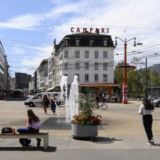 La place centrale de Bienne photographiée le 27 août 2020. [Keystone - Anthony Anex]