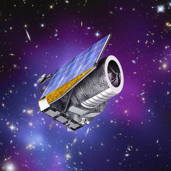 Une illustration d'artiste montrant le satellite Euclid de l'ESA, auquel la NASA a aussi contribué. [ESA - C. Carreau]