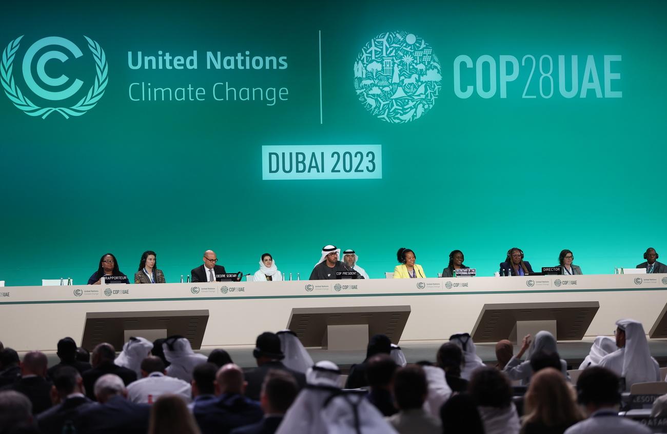 La COP28 est réunie à Dubaï, aux Emirats arabes unis, depuis le 30 novembre. [Keystone - Ali Haider]
