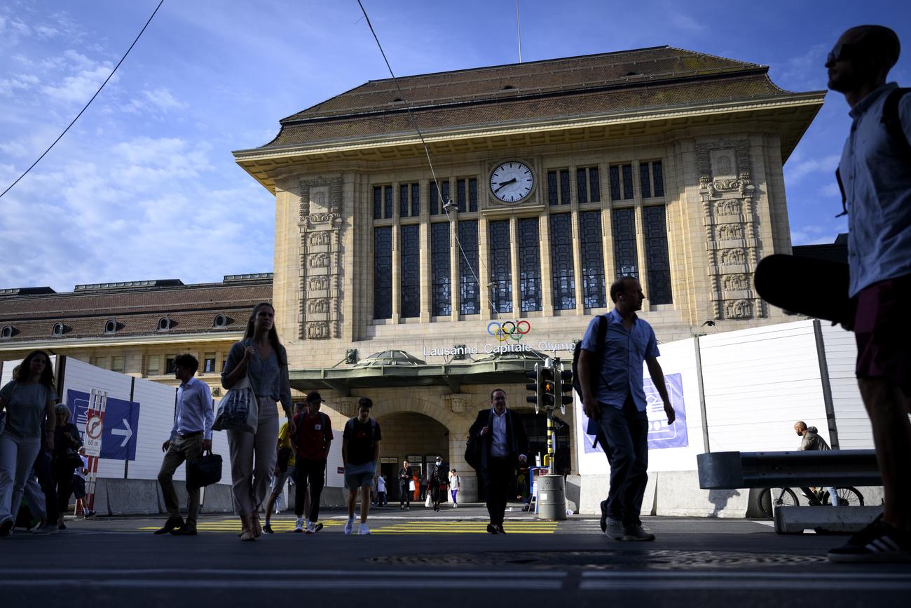Le chantier de la gare de Lausanne, photographié ici en juillet 2022. [Keystone - Laurent Gillieron]