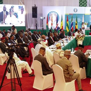 Les chefs d'État de la Communauté économiques des États de l’Afrique de l’Ouest (CEDEAO) se sont réunis pour discuter de la situation au Niger après le coup d'État militaire de l'été 2023. [Keystone/EPA - STR]