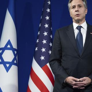 Le secrétaire d'état américain Antony Blinken en Israël. [Keystone - Saul Loeb/Pool Photo via AP]