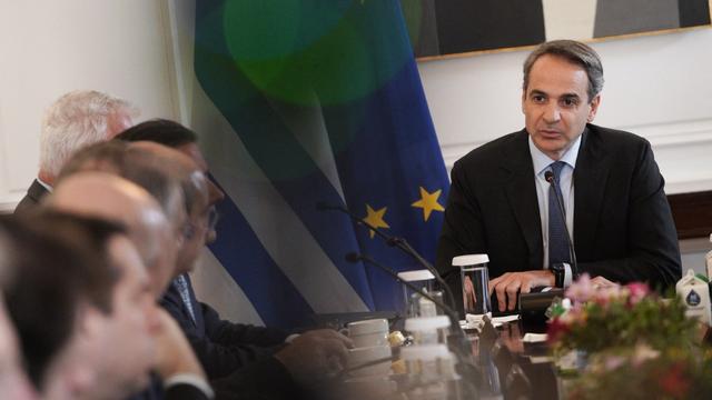 Kyriakos Mitsotakis lors du conseil des ministres grec à Athènes, 28.03.2023. [SOOC/ADP - Nick Paleologos]