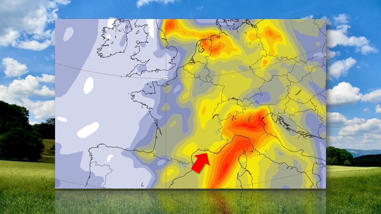 Prévision d'aérosols du modèle européen (ECMWF) pour le mardi 20 juin 2023 [ECMWF/Copernicus/RTS - Olivier Roux]