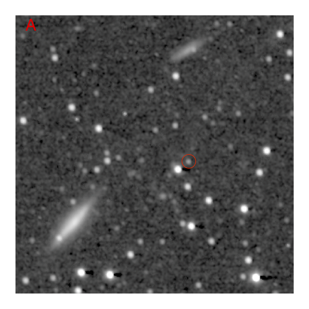 La sonde New Horizons a saisi l'astéroïde Quaoar (entouré de rouge) dans la Ceinture de Kuiper, le 31 août 2016. [NASA - JHUAPL/SwRI]