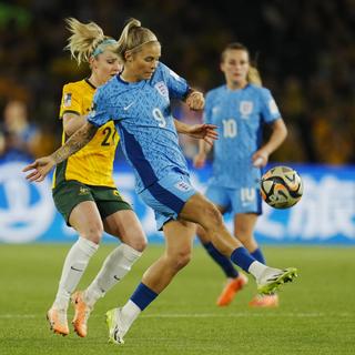 Football, l'Angleterre affronte l'Australie en demi-finale du Coupe du monde féminine. [AP/Keystone - Abbie Parr]