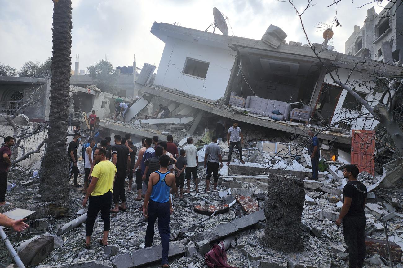 Une maison détruite dans la bande de Gaza. [Keystone - AP Photo/Hassan Eslaiah]