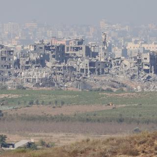 Les ruines des immeubles dans le nord de la bande de Gaza. [Keystone - EPA/Neil Hall]