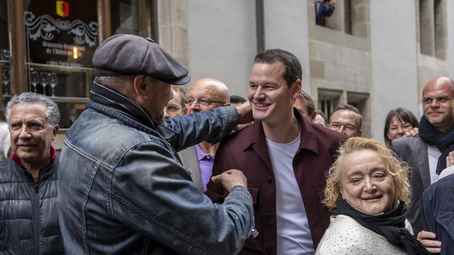 Pierre Maudet est élu au Conseil d'Etat genveois. [keystone - Martial Trezzini]