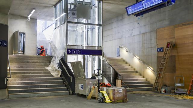 Les CFF ont présenté le nouveau tunnel de la gare de Fribourg à la presse le mardi 5 décembre 2023. [Keystone - Noemi Cinelli]