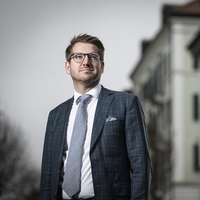 Baptiste Hurni, 36 ans, candidat officiel du PS neuchâtelois pour le Conseil des Etats. [Keystone - Gabriel Monnet]