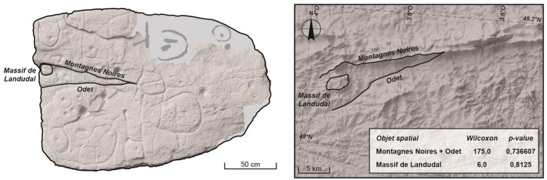 La dalle de Saint-Bélec représenterait un territoire de 30 kilomètres de long et 21 de large en Bretagne. [hal.science - C. Nicolas, Y. Pailler & al.]