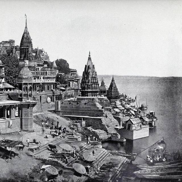Temples de Bénarès (aujourd'hui Varanasi) en Inde. [Verlag von F. Zahn]