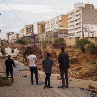 Les rues d'une zone de la ville de Chiva, en Espagne, affectée par les inondations. 1er novembre 2024. [AP Photo/Keystone - Manu Fernandez]