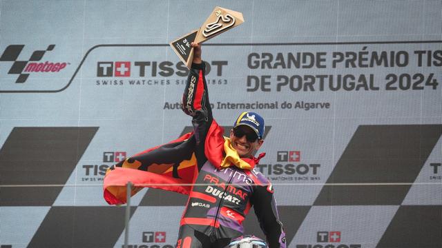 Jorge Martin est monté sur la plus haute marche du podium au Portugal. [KEYSTONE - JOSE SENA GOULAO]