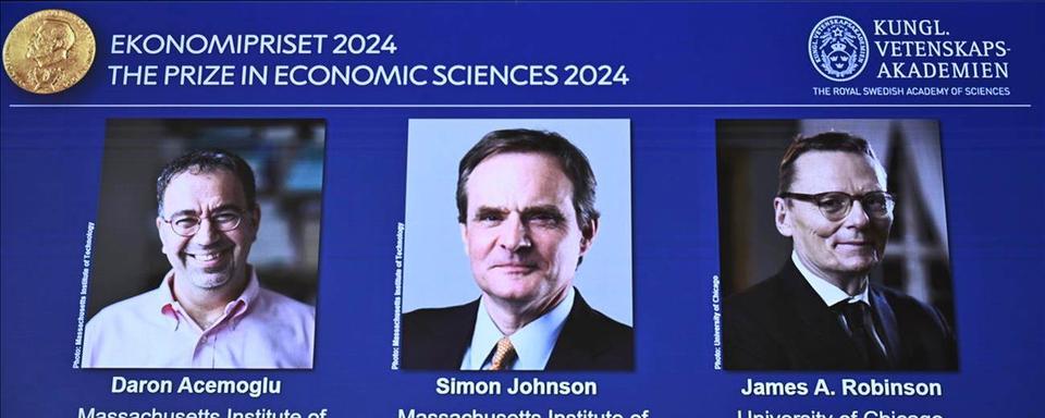 Le prix Nobel d'économie 2024 a été décerné à Daron Acemoglu, Simon Johnson et James A. Robinson. [Keystone]