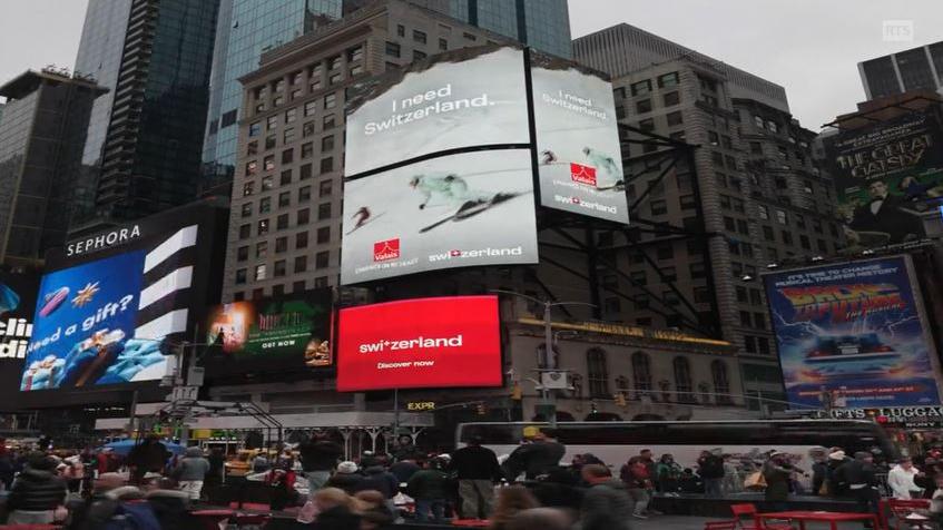 Le Valais en gros plan à Times Square.